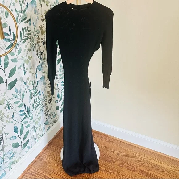 AYA MUSE Gigi Knit Dress Black Side Cut Out Size Small Luxury Minimalist - Picture 3 of 12